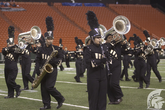 Members of the marching band participate on the UH field which has a much different feeling from MHSs field. 