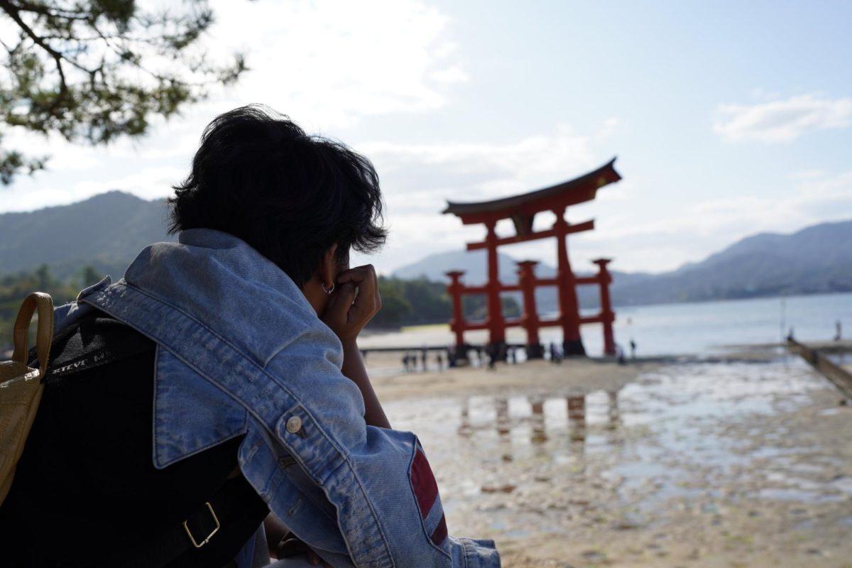 A glimpse into the sights of Itsukushima Shrine, junior Ryley Agsalda sits on the lookout of Miyajima Island’s torri gates off of the Hiroshima prefecture. Students were able to walk out to the torri gates since the island was at low tide; if it was high tide the gate would appear as if it was floating on top of the ocean.